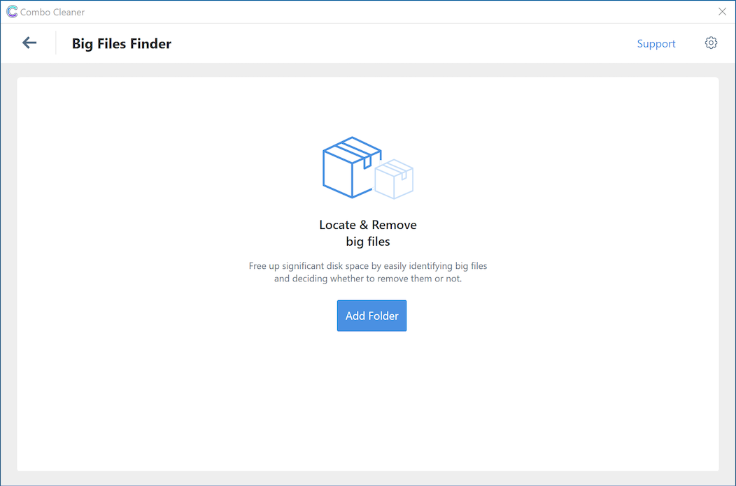 Combo Cleaner Big files finder screen