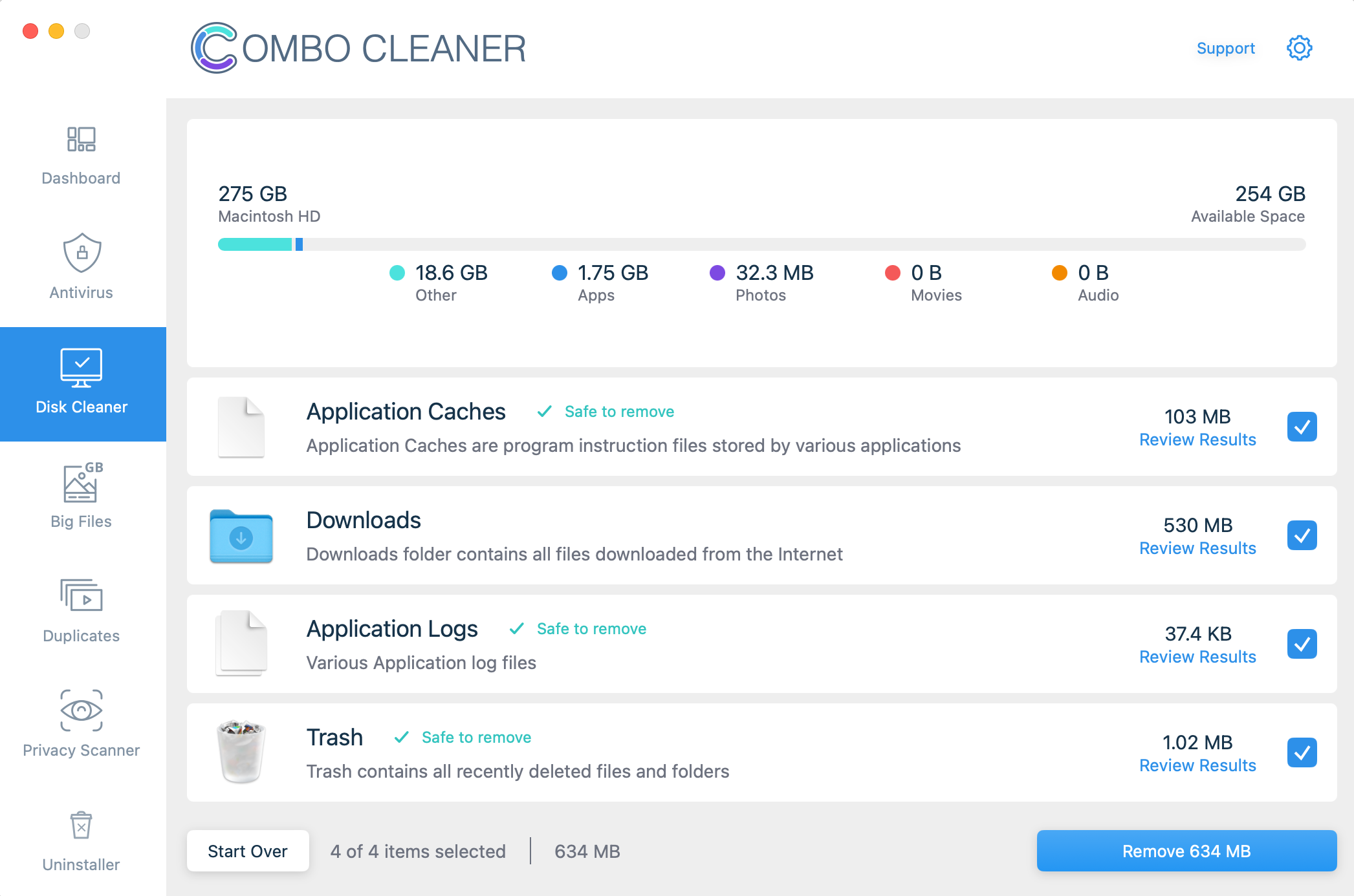 Disk Cleaner (Free) screen